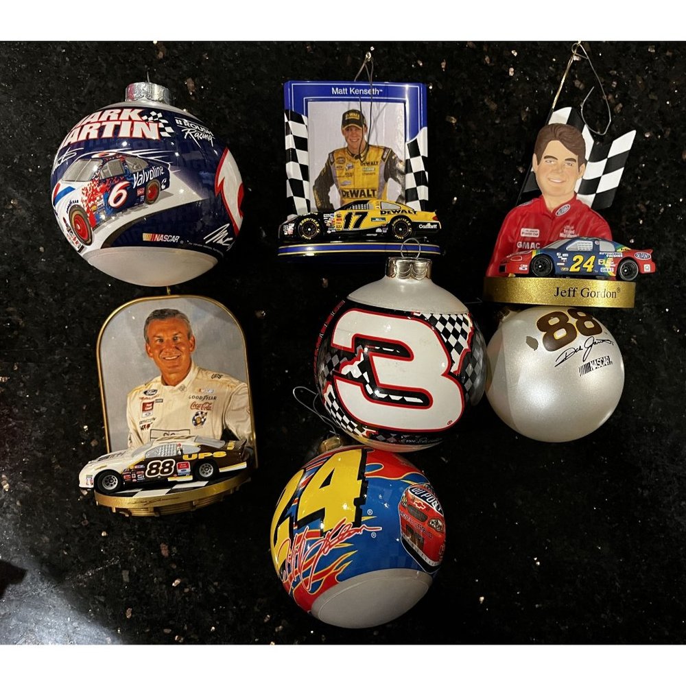 Lot 7 Nascar Xmas Christmas Ornaments Hallmark Martin Earnhardt Kenseth  +